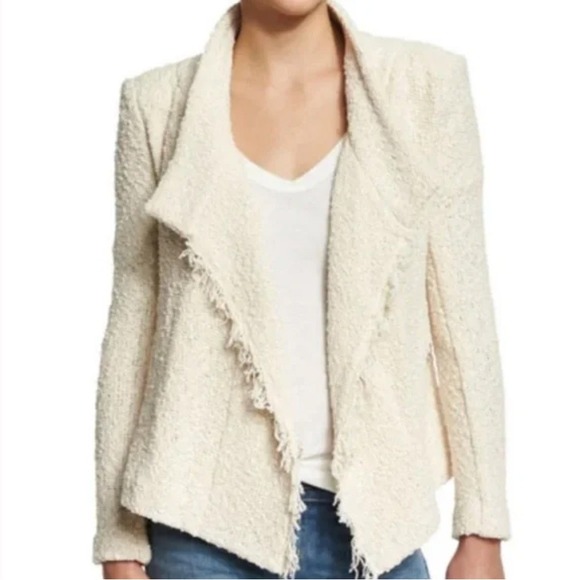 IRO Mira Cotton Moto Jacket/Blazer with Fringe Size 38 - Small - Picture 1 of 7
